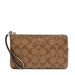 Coach Wome's Large Corner Zip Wristlet In Signature Canvas